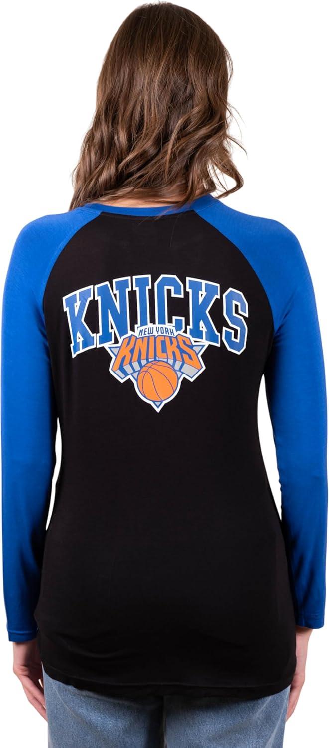 Ultra Game NBA New York Knicks Women's Super Soft Long Sleeve Lace-up Shirt|New York Knicks - UltraGameShop