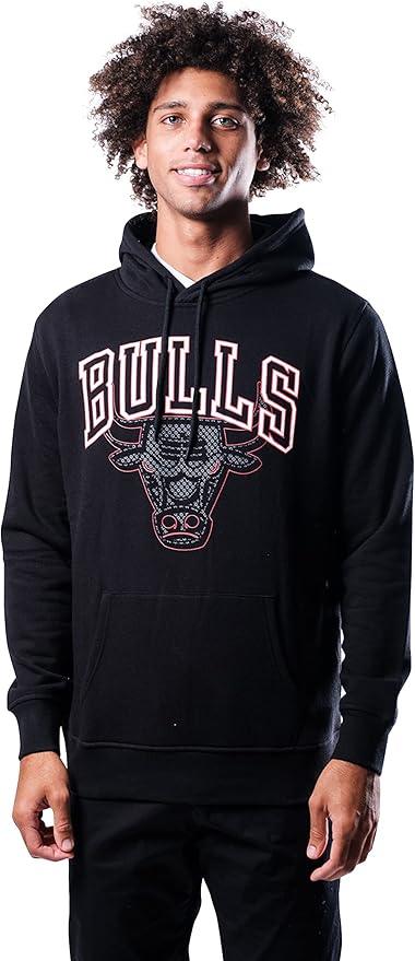 Ultra Game NBA Chicago Bulls Mens Fleece Hoodie Pullover Sweatshirt Primo Metallic, Black, Medium|Chicago Bulls - UltraGameShop