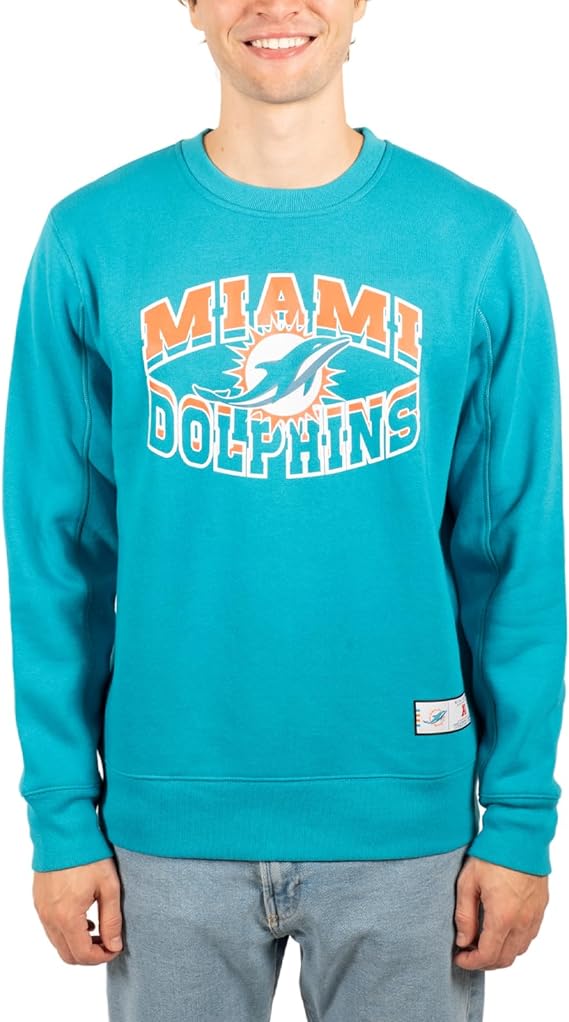 Ultra Game NFL Miami Dolphins Men's Super Soft Ultimate Crew Neck Sweatshirt|Miami Dolphins - UltraGameShop