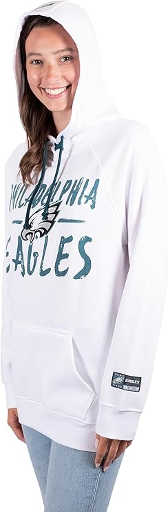 NFL Official Women's Super Soft Tie Neck Pullover Hoodie Sweatshirt|Philadelphia Eagles