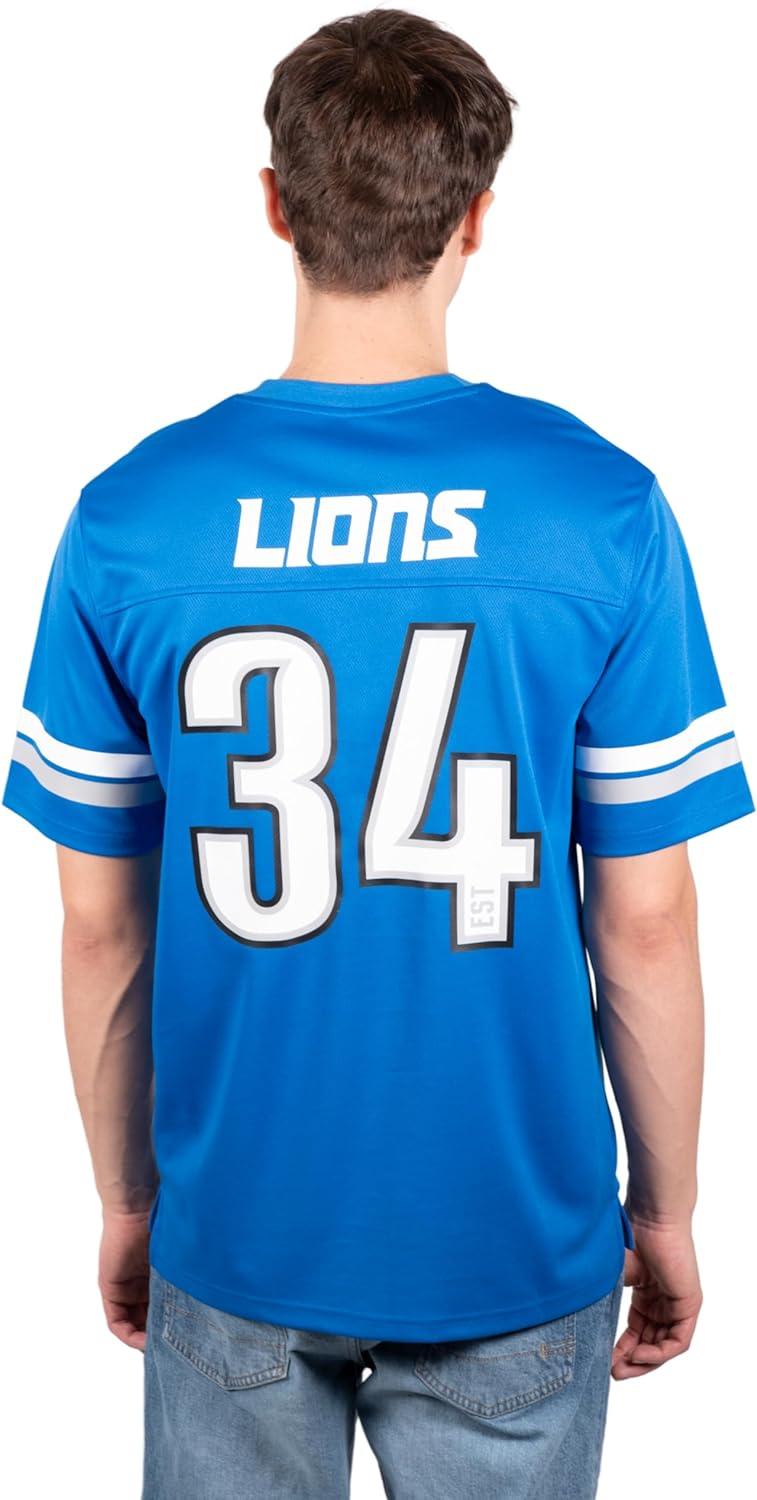 Ultra Game NFL Detroit Lions Mens Standard Jersey Crew Neck Mesh Stripe T-Shirt|Detroit Lions - UltraGameShop