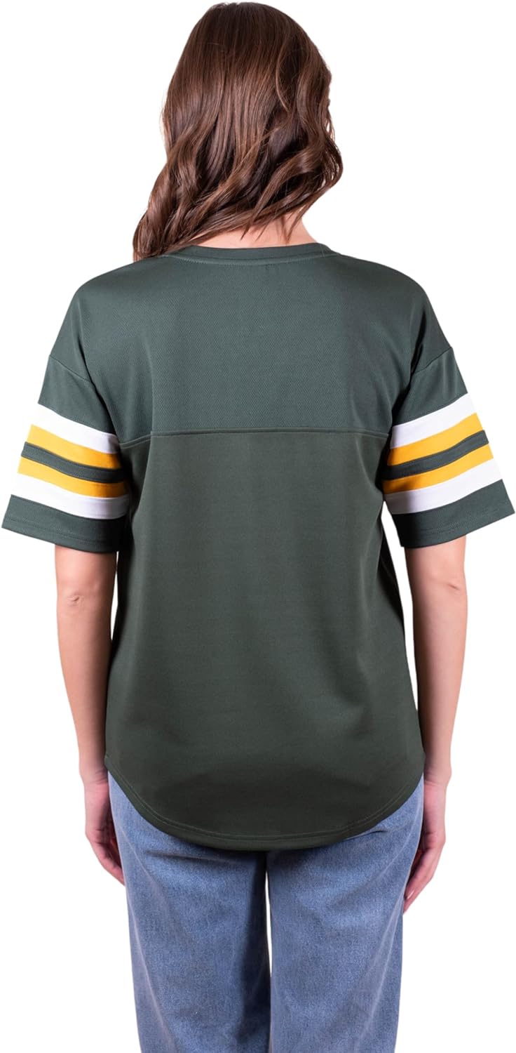 Ultra Game NFL Green Bay Packers Womens Standard Lace Up Tee Shirt Penalty Box|Green Bay Packers - UltraGameShop