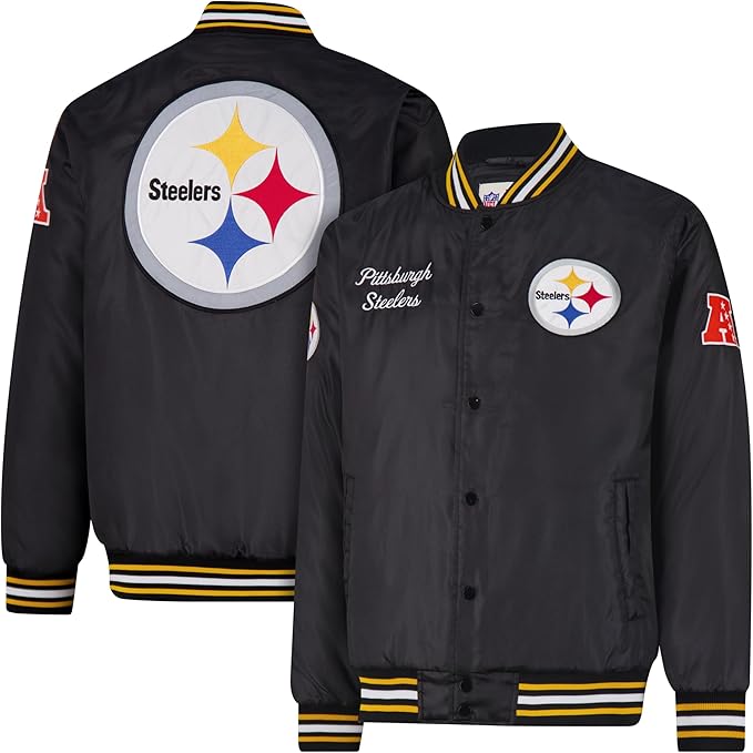 Ultra Game Adults NFL Official Supreme Satin Jacket|Pittsburgh Steelers