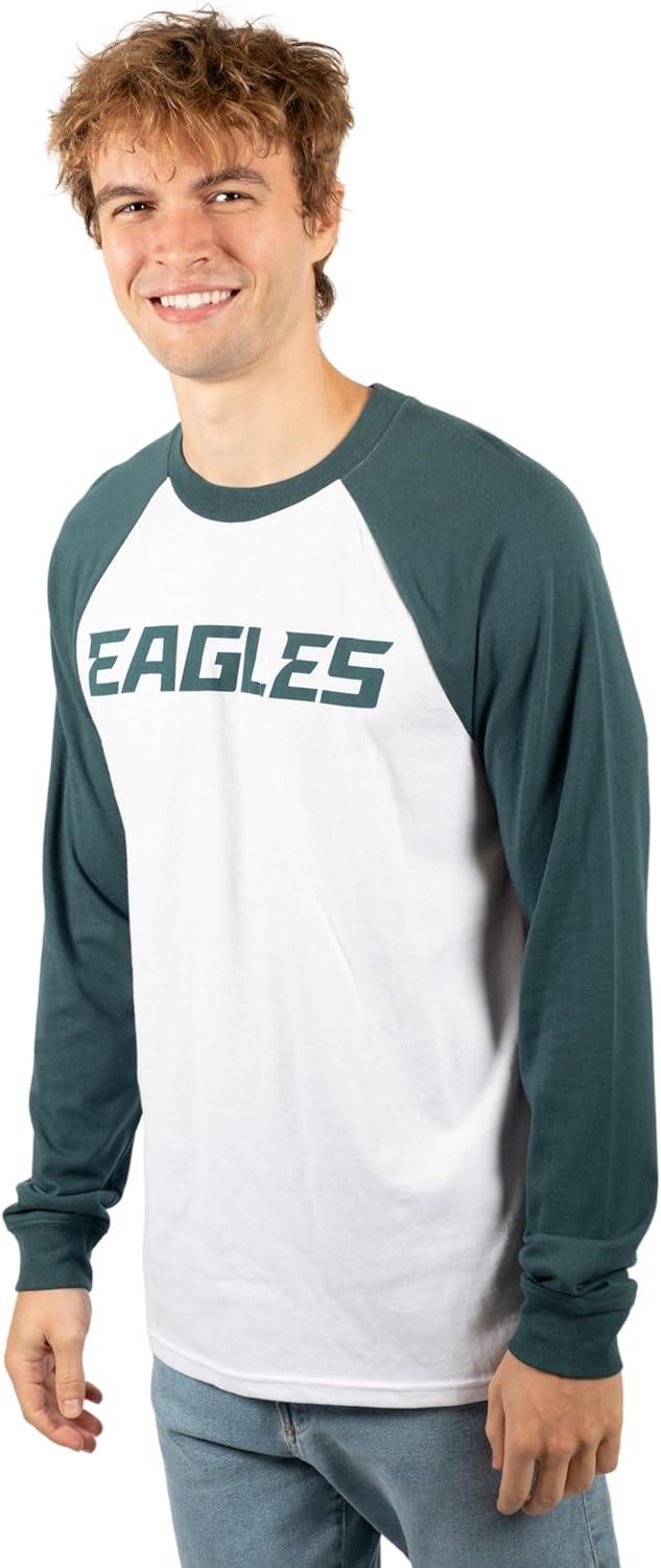 Ultra Game NFL Mens Super Soft Raglan Baseball Long Sleeve T-Shirt| Philadelphia Eagles - UltraGameShop