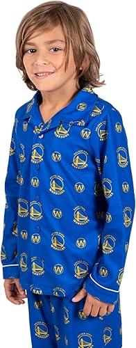 Ultra Game NBA Official Youth 2-Piece Super Soft Button Down Pajamas Set, Golden State Warriors, Boys Sizes|Golden State Warriors