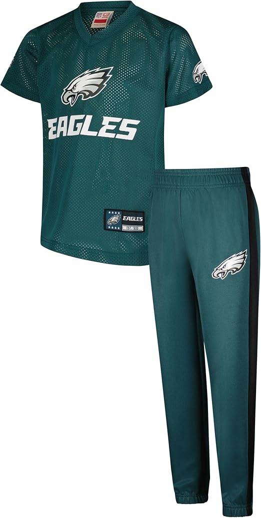 Ultra Game NFL Official Youth Uniform Set - Includes Super Soft Jersey, Pants, Iron on Numbers & Team Sticker Set, Philadelphia Eagles, Team Color|Philadelphia Eagles
