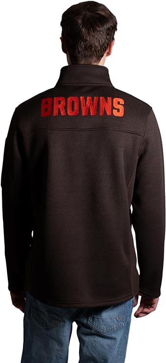 Ultra Game Men's Quarter-Zip Fleece Pullover Sweatshirt with Zipper Pockets Cleveland Browns