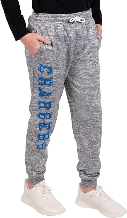 Ultra Game NFL Los Angeles Chargers Youth High Performance Moisture Wicking Fleece Jogger Sweatpants|Los Angeles Chargers