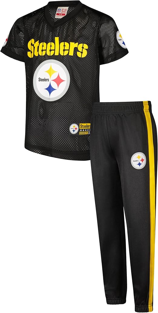 Ultra Game NFL Official Youth Uniform Set - Includes Super Soft Jersey, Pants, Iron on Numbers & Team Sticker Set, Pittsburgh Steelers, Team Color|Pittsburgh Steelers
