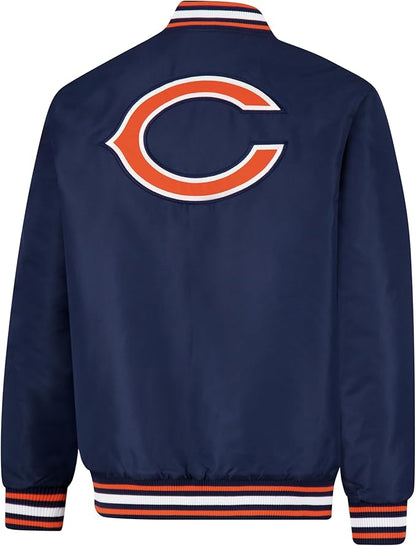 Ultra Game Adults NFL Official Smashing Records Satin Jacket|Chicago Bears