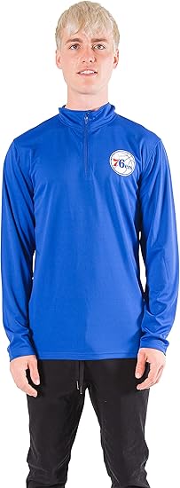 Ultra Game NBA Philadelphia 76ers Men's Quarter Zip Long Sleeve Pullover T-Shirt|Philadelphia 76ers - UltraGameShop