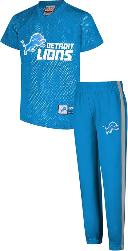 Ultra Game NFL Official Youth Uniform Set - Includes Super Soft Jersey, Pants, Iron on Numbers & Team Sticker Set, Detroit Lions, Team Color|Detroit Lions