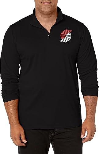 Ultra Game NBA Portland Trail Blazers Men's Quarter Zip Long Sleeve Pullover T-Shirt|Portland Trail Blazers - UltraGameShop