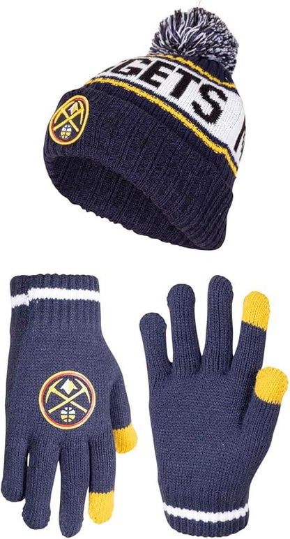 Ultra Game NBA Denver Nuggets Boys Girls Super Soft Winter Beanie Knit Hat With Extra Warm Touch Screen Gloves|Denver Nuggets - UltraGameShop