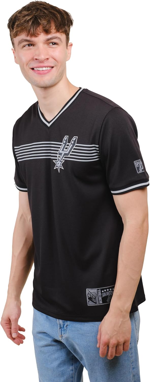 Ultra Game NBA Official Men’s Game Time Soft Mesh Short Sleeve Shirt, San Antonio Spurs, Black|San Antonio Spurs