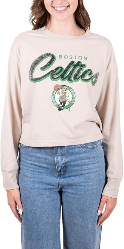 Ultra Game NBA Boston Celtics Women's Super-Soft Crop Top Shirt|Boston Celtics - UltraGameShop