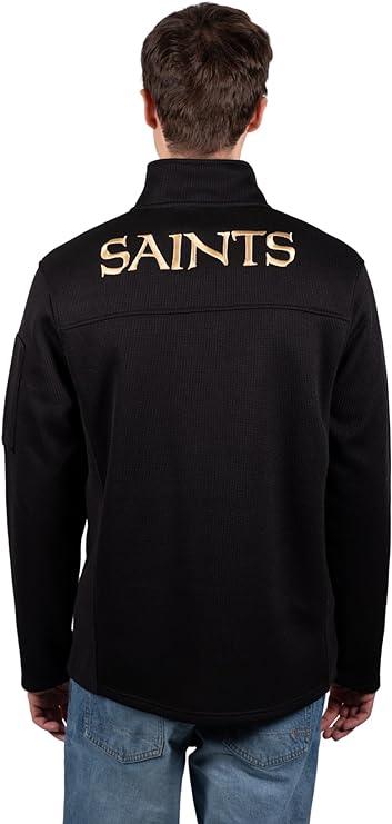 Ultra Game Men's Quarter-Zip Fleece Pullover Sweatshirt with Zipper Pockets New Orleans Saints - UltraGameShop