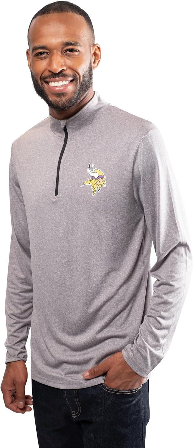 Ultra Game NFL Minnesota Vikings Mens Super Soft Quarter Zip Long Sleeve T-Shirt|Minnesota Vikings - UltraGameShop