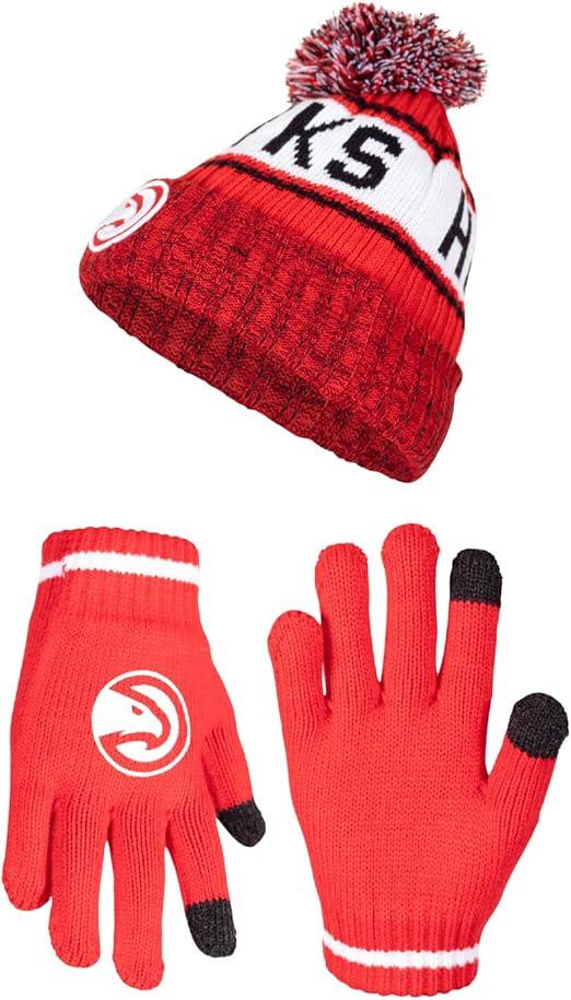 Ultra Game NBA Atlanta Hawks Boys Girls Super Soft Winter Beanie Knit Hat With Extra Warm Touch Screen Gloves|Atlanta Hawks - UltraGameShop