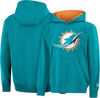 NFL Official Youth Super Soft Hoodie Sweatshirt Pullover - Warm Polyester Blend|Miami Dolphins