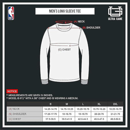 Ultra Game Men's NBA Official Super-Soft Active Long Sleeve T-Shirt, NBA, Black|NBA