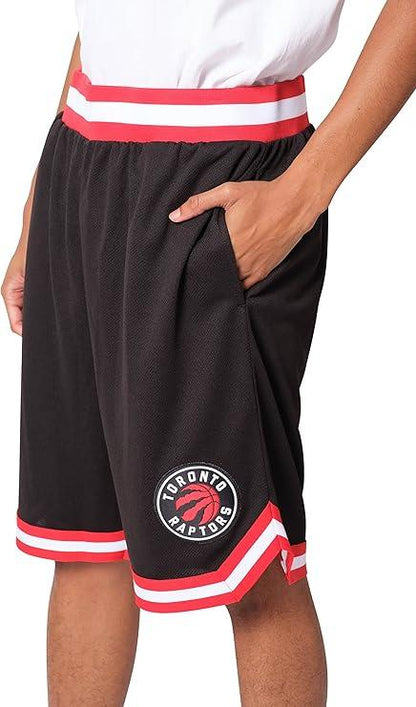 Ultra Game NBA Official Men’s Active Knit Basketball Training Shorts - Unisex, Toronto Raptors, Black|Toronto Raptors