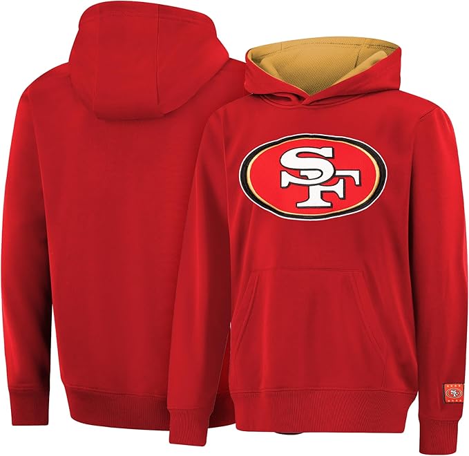 Ultra Game NFL Official Youth Super Soft Hoodie Sweatshirt Pullover - Warm Polyester Blend San Francisco 49ers|San Francisco 49ers