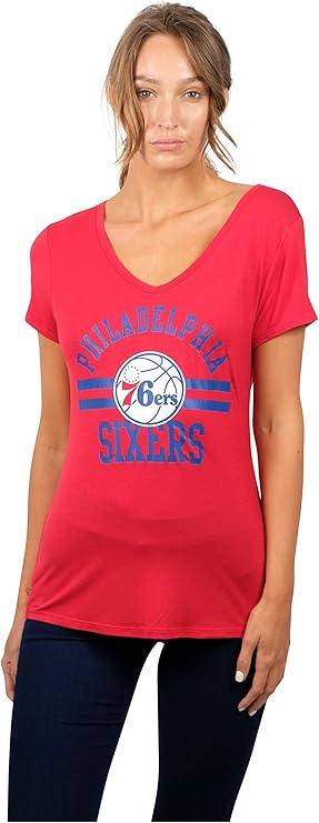 Ultra Game NBA Official Women's Relaxed Short Sleeve T-Shirt, Philadelphia 76ers, Team Color|Philadelphia 76ers