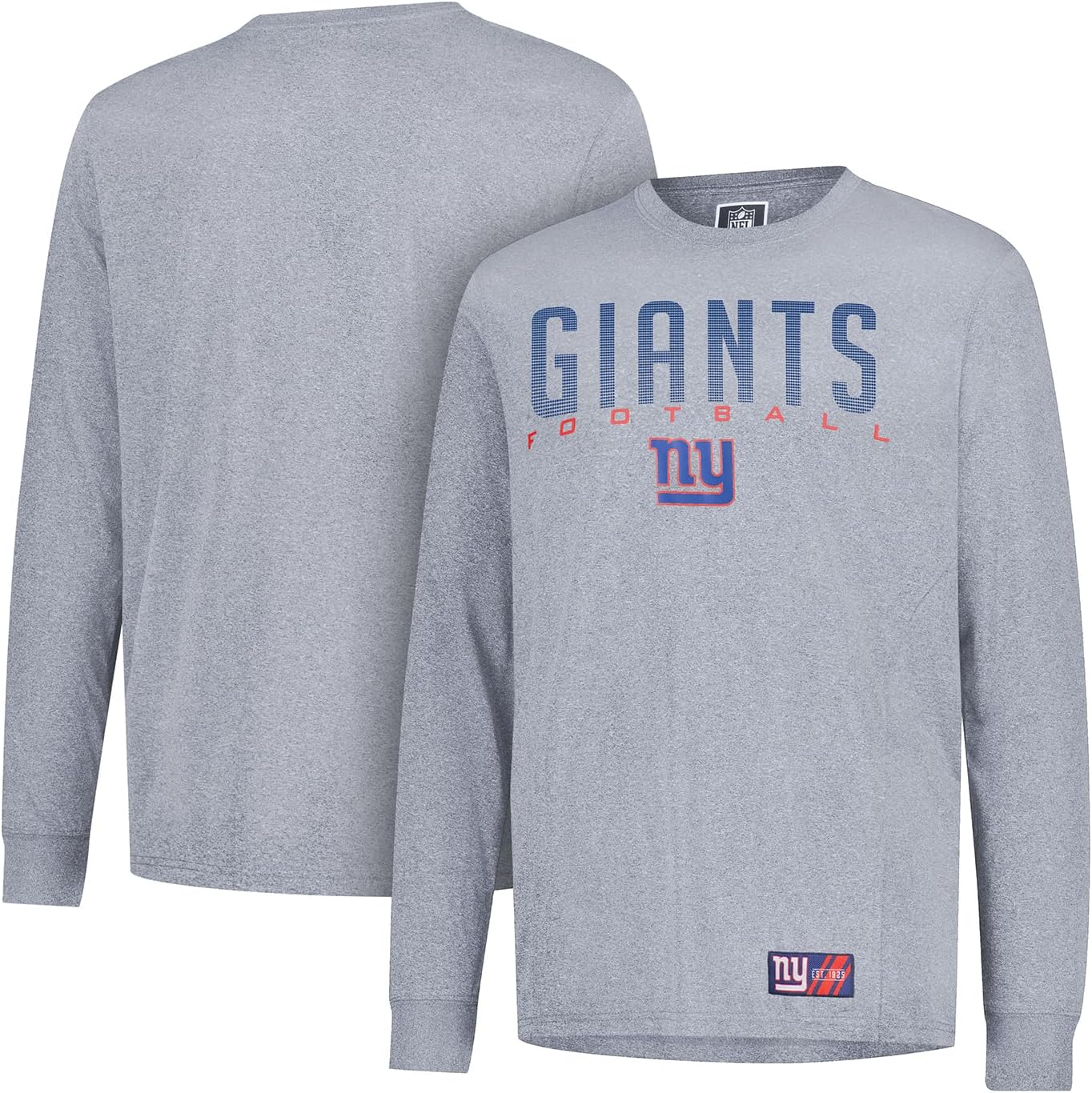 Ultra Game NFL Official Adults Super Soft Game Day Long Sleeve T-Shirt - Unisex, New York Giants, Heather Charcoal 24|New York Giants