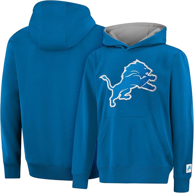 NFL Official Youth Super Soft Hoodie Sweatshirt Pullover - Warm Polyester Blend|Detroit Lions