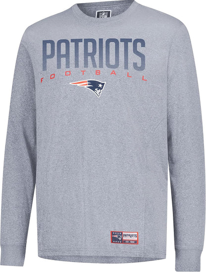 Ultra Game NFL Official Adults Super Soft Game Day Long Sleeve T-Shirt - Unisex, New England Patriots, Heather Charcoal 24|New England Patriots