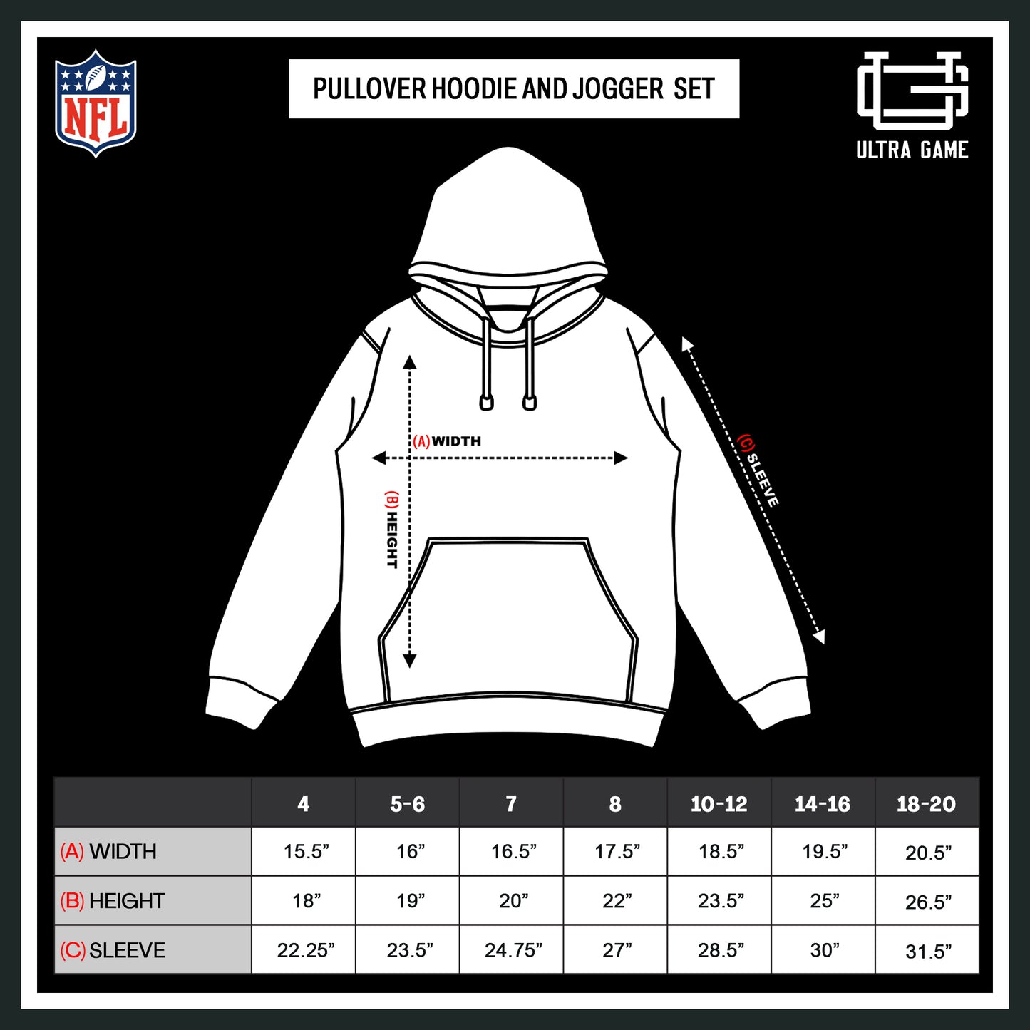 Ultra Game NFL Official Youth Super Soft Jogger & Hoodie Sweatshirt Set, Denver Broncos, Team Color|Denver Broncos