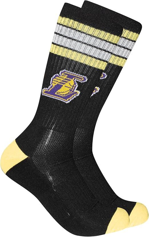 Ultra Game NBA Official Men’s Athletic Cushioned Secure Fit Team Crew Socks - 3 Pack - Unisex, Los Angeles Lakers, Assorted, M6-12|Los Angeles Lakers