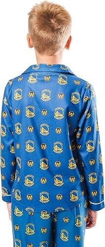 Ultra Game NBA Golden State Warriors Boys 2-Piece Loose-fit Button Down Pajamas Set|Golden State Warriors - UltraGameShop