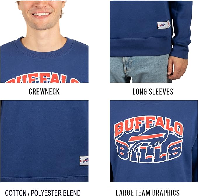 Ultra Game NFL Buffalo Bills Mens Super Soft Ultimate Crew Neck Sweatshirt|Buffalo Bills - UltraGameShop