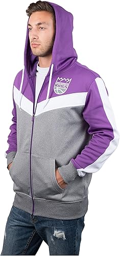 Ultra Game NBA Sacramento Kings Men's Contrast Back Cut Full Zip Hoodie Sweatshirt|Sacramento Kings - UltraGameShop