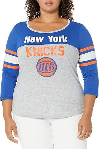 Ultra Game New York Knicks Women's Standard T Raglan Baseball 3/4 Long Sleeve Tee Shirt|New York Knicks - UltraGameShop