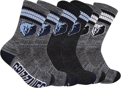 Ultra Game NBA Official Youth Athletic Cushioned Secure Fit Team Crew Socks, Memphis Grizzlies, Assorted, Y9-11|Memphis Grizzlies