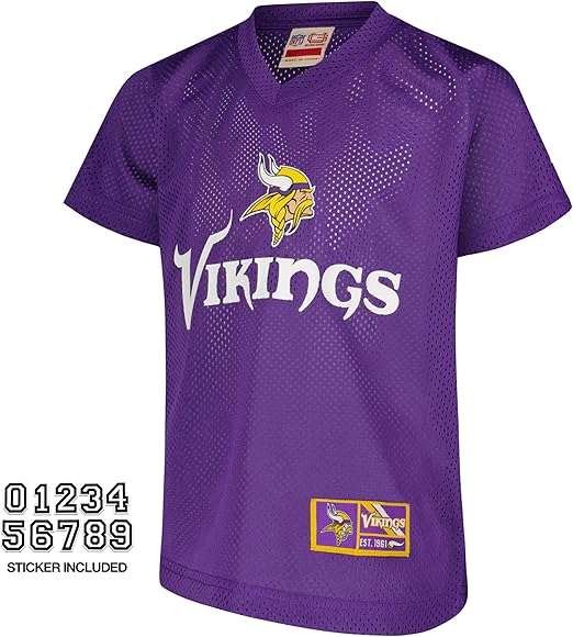 Ultra Game NFL Official Youth Uniform Set - Includes Super Soft Jersey, Pants, Iron on Numbers & Team Sticker Set, Minnesota Vikings, Team Color|Minnesota Vikings