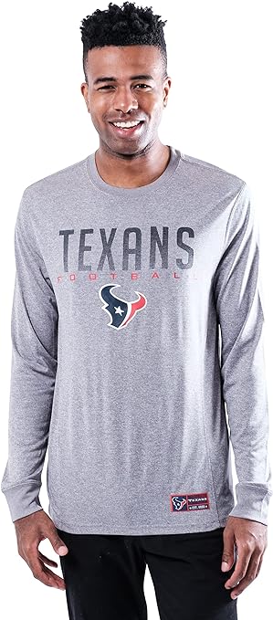 Ultra Game NFL Houston Texans Mens Active Quick Dry Long Sleeve T-Shirt|Houston Texans - UltraGameShop