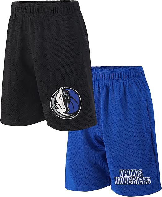 Ultra Game NBA Youth's Official Super Soft 2 Pack T-basketabll Shorts Set, Dallas Mavericks, Assorted|Dallas Mavericks