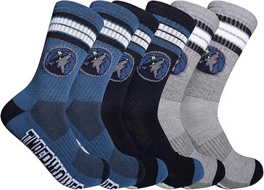 Ultra Game NBA Men's Minnesota Timberwolves Cushioned Secure Fit Team Crew Socks - 3 Pack| Minnesota Timberwolves - UltraGameShop