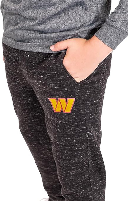 Ultra Game NFL Washington Commanders Youth Extra Soft Black Snow Fleece Jogger Sweatpants|Washington Commanders - UltraGameShop