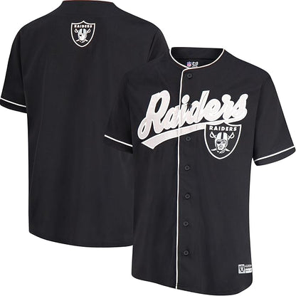 NFL Official Adults Game Day Button Down Baseball Mesh Jersey Shirt - Unisex|Las Vegas Raiders