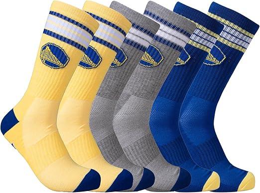 Ultra Game NBA Men's Golden State Warriors Athletic Cushioned Secure Fit Team Crew Socks - 3 Pack| Golden State Warriors - UltraGameShop