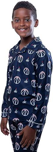 Ultra Game NBA Washington Wizards Boys 2-Piece Loose-fit Button Down Pajamas Set|Washington Wizards - UltraGameShop