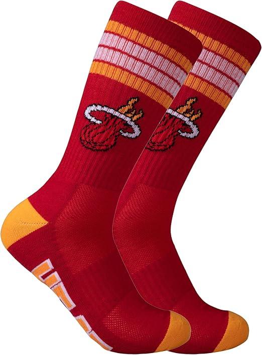 Ultra Game NBA Official Men’s Athletic Cushioned Secure Fit Team Crew Socks - 3 Pack - Unisex, Miami Heat, Assorted, M6-12|Miami Heat