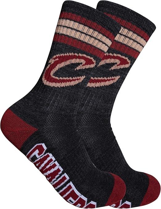 Ultra Game NBA Official Youth Athletic Cushioned Secure Fit Team Crew Socks, Cleveland Cavaliers, Assorted, Y9-11|Cleveland Cavaliers