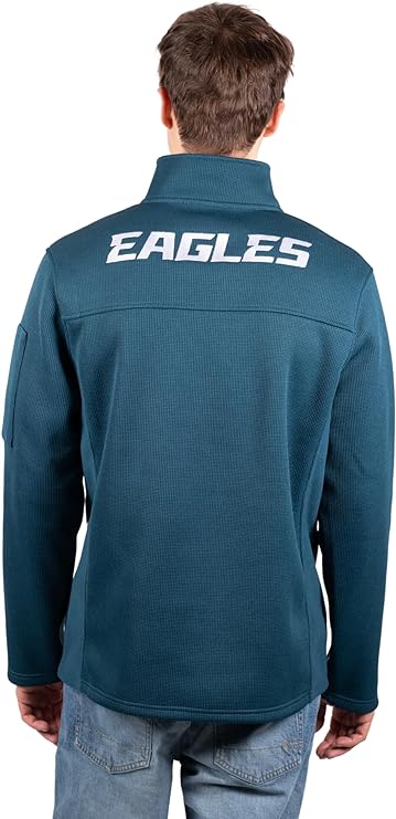 Ultra Game Men's Quarter-Zip Fleece Pullover Sweatshirt with Zipper Pockets Philadelphia Eagles