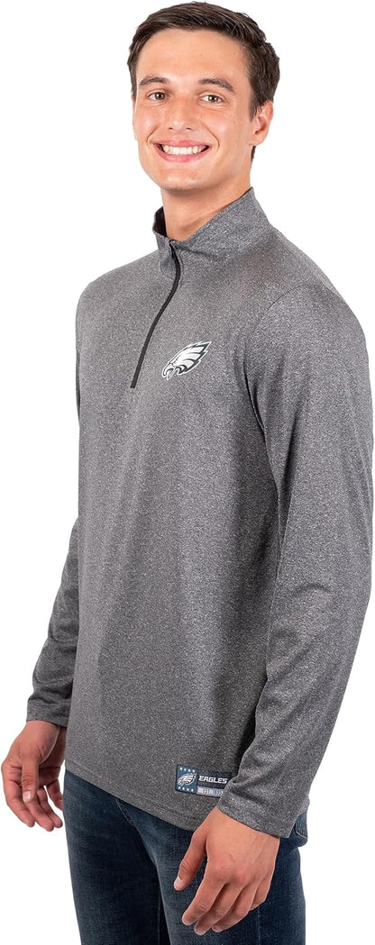 NFL Official Adults Super Soft Quarter Zip Long Sleeve T-Shirt - Unise|Philadelphia Eagles